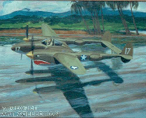 LT WM URQUHART, 39TH FIGHTER SQUADRON - 5TH AIR FORCE CRASH    LANDS HIS DISABLED P-38 IN NEW GUINEA - 7 JULY 1943